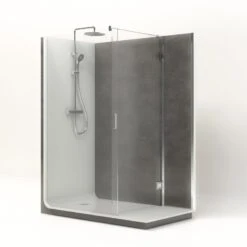 Cabine De Douche L.160 X L.90 Cm Blanc, Verre Transparent, Serenity Charbon