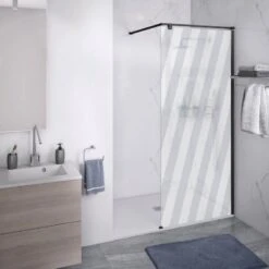 Sticker Paroi De Douche 100x200cm Oblique Grise, PLAGE