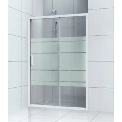 Porte De Douche Coulissante 140 Cm, Sérigraphié, Charm