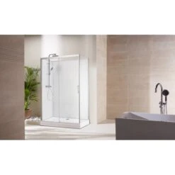 Cabine De Douche L.80 X L.100 Cm Gris / Argent, Verre Transparent, Lancaster