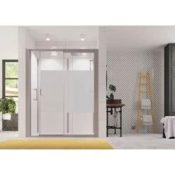 Cabine De Douche L.120 X L.79 Cm, Verre Transparent, Sérigraphié, Konfordouche