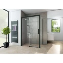 Paroi Latérale, L.100 Cm Verre Transparent 8 Mm Adena Noir