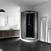 Cabine De Douche L.90 X L.90 Cm Noir, Lys 1/4 De Cercle