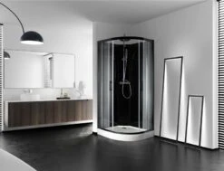 Cabine De Douche L.90 X L.90 Cm Noir, Lys 1/4 De Cercle
