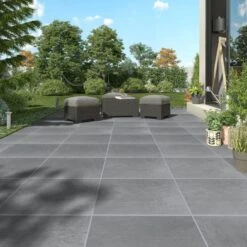 Carrelage Sol Extérieur Medio Effet Pierre Gris Lazy L.45 X L.45 Cm