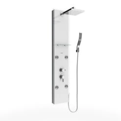 Colonne De Douche Hydromassante Avec Robinetterie, Blanc, Glass