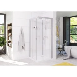 Cabine De Douche L.90 X L.90 Cm Blanc, Verre Sérigraphié, Select