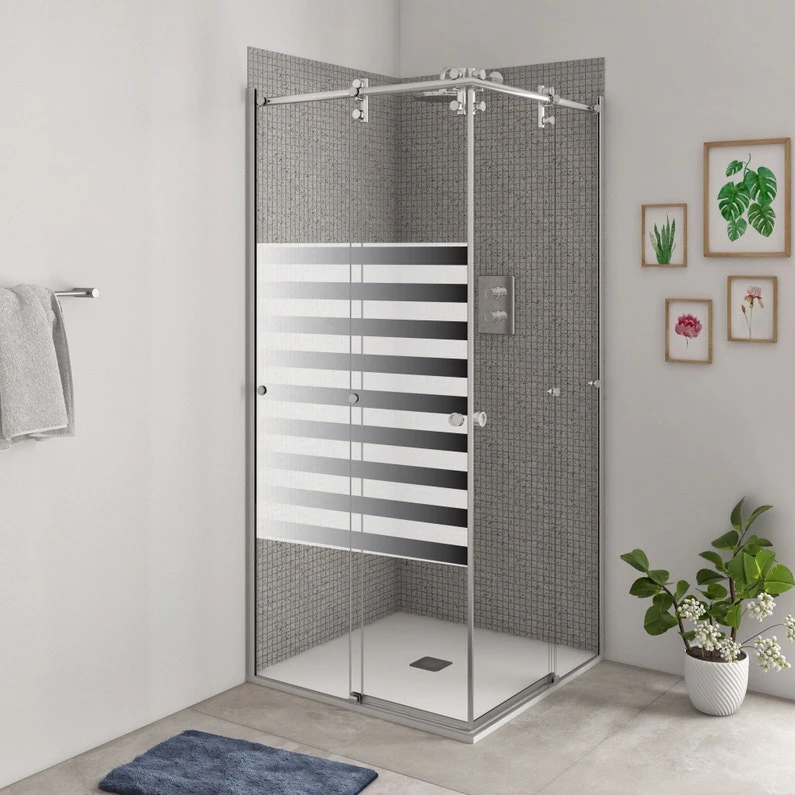 Sticker Paroi De Douche 100x100cm Petite Marinière Noire, PLAGE 1 Sticker Paroi De Douche 100x100cm Petite Marinière Noire, PLAGE