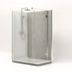Cabine De Douche L.140 X L.90 Cm Blanc, Verre Transparent, Serenity Pierre