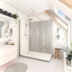 Cabine De Douche L.170 X L.80 Cm Blanc, Verre Transparent, Serenity Pierre