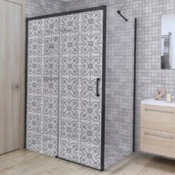 Sticker Paroi De Douche 100x200cm Borella Gris, PLAGE