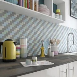 Carreau De Ciment Mur Uni Gris, Bleu, Blanc Mat L.20 X L.20 Cm, Belle époque Zél