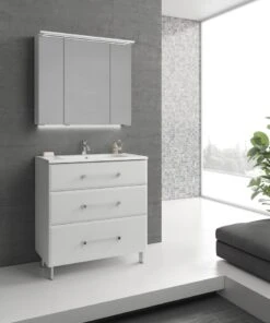 Meuble Simple Vasque L.80 X H.84 X P.45.2 Cm, Blanc, Opale