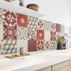 Carreau De Ciment Mur Uni Rouge Mat L.20 X L.20 Cm, Belle Epoque