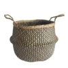Panier En Jonc De Mer, Cloche, Ethno Zigzag, Black N°0