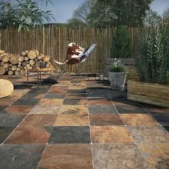 Carrelage Sol Extérieur Forte Effet Pierre Rouille Monastère L.30 X L.30 Cm