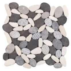 Mosaïque Sol Et Mur River Deco Blanc Et Noir 30 X 30 Cm MAT INTER