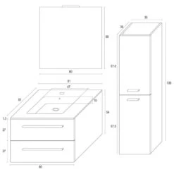 Meuble Salle De Bains 5 Pièces, Kiss L.80 X H.54 X P.50 Cm, Bois Clair, Kiss -Bain Fournitures Magasin 82101908 4 0 5933990 v 000000000000