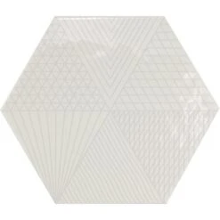 Carrelage Mur Blanc Et Gris Brillant L.17.5 X L.20 Cm, Hexa Mix Decor