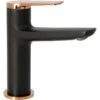Mitigeur De Lavabo Noir Brillant, ROUSSEAU Kaïto Rose-gold