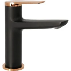 Mitigeur De Lavabo Noir Brillant, ROUSSEAU Kaïto Rose-gold