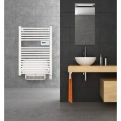 Sèche-serviettes électrique Avec Soufflerie à Inertie Fluide Ibaya Blanc 1500W