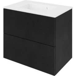 Meuble Simple Vasque, 2t L.75 X H.64 X P.48 Cm, Effet Chêne Noir, Neo Line