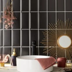 Carrelage Mur Uni Noir Brillant L.10 X L.20 Cm ARTENS