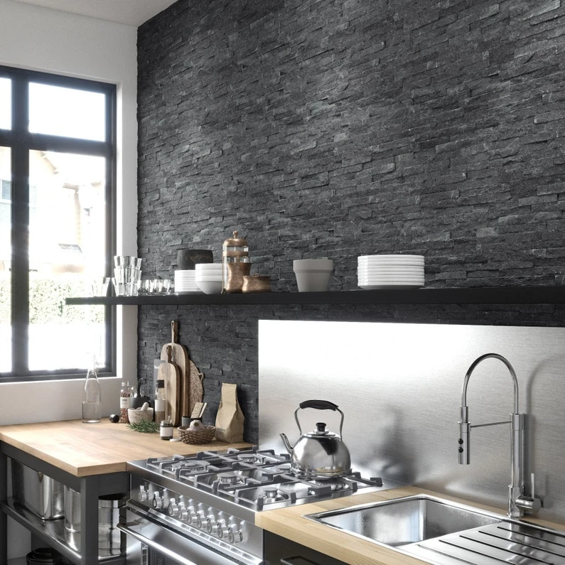 Plaquette De Parement Pierre Naturelle Effet Pierre Noir Mikeno Extérieur 1 Plaquette De Parement Pierre Naturelle Effet Pierre Noir Mikeno Extérieur