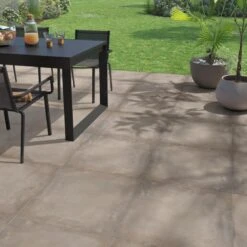 Carrelage Sol Extérieur Forte Effet Béton Taupe Craft L.61.5 X L.61.5 Cm