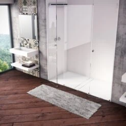 Receveur De Douche, Extraplat, Pierre, Blanc L.100 X L.80 Cm, Fuji -Bain Fournitures Magasin 9 9