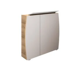 Armoire De Toilette L. 80 Cm, Imitation Chêne Naturel Image