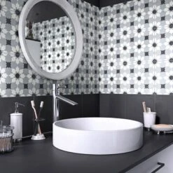 Carreau De Ciment Mur Uni Gris, Noir, Blanc Mat L.20 X L.20 Cm, Belle époque Luc