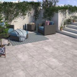 Carrelage Sol Extérieur Forte Effet Pierre Gris Monastère L.30 X L.30 Cm