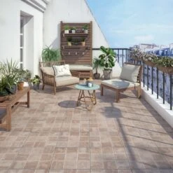 Carrelage Sol Extérieur Forte Effet Pierre Marron Paladio L.45 X L.45 Cm