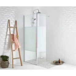 Paroi De Douche à L’italienne, L.80 Cm + L.40 Cm Verre Sérigraphié 8 Mm Remix