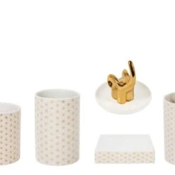 Porte Bague Céramique Elephant, Blanc Et Or -Bain Fournitures Magasin porte bague ceramique elephant blanc et or 1