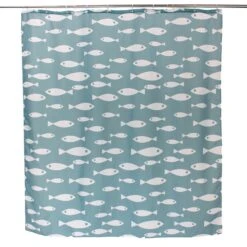 Rideau De Douche En Textile Bleu Baltique N°3 L.180 X H.200 Cm, Maurice SENSEA