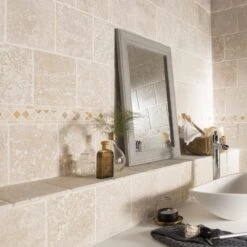 Travertin Mur Et Sol Pierre Ivoire Mat L.20 X L.20 Cm, Travertin